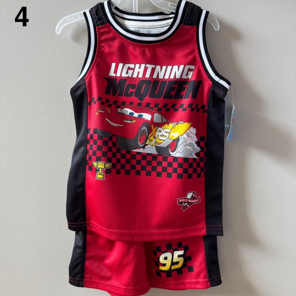 Disney Cars Jersey Set Boys 4 Summer Outfit NEW Lightning McQueen